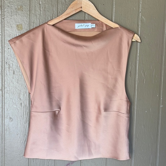 petal + pup Tops Petal Pup One Sleeve Satin Top Poshmark